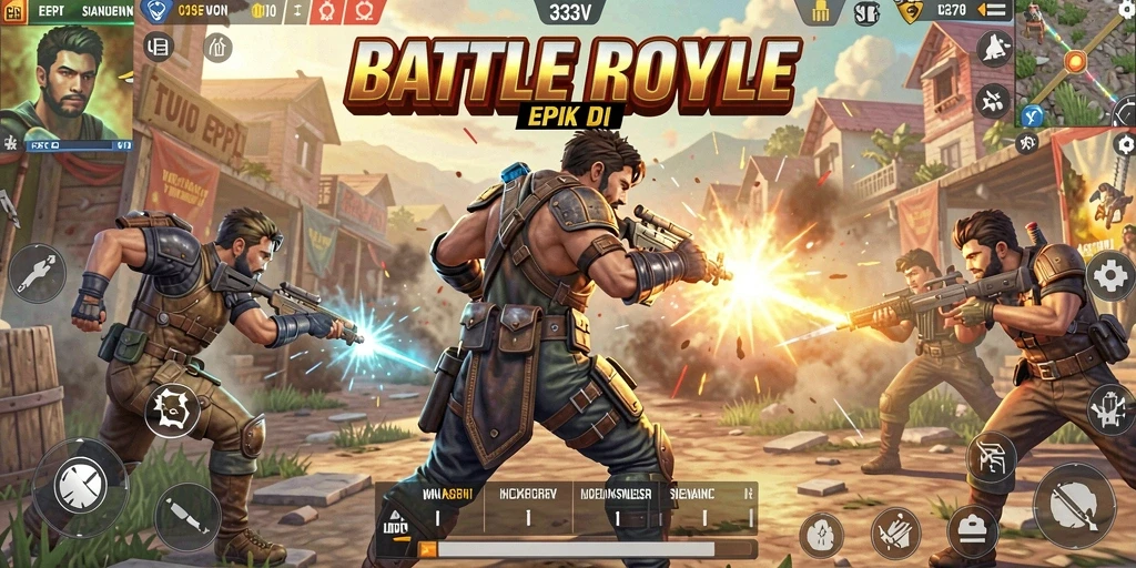 Screenshot gameplay 333V menunjukkan pertarungan seru dalam Battle Royale.