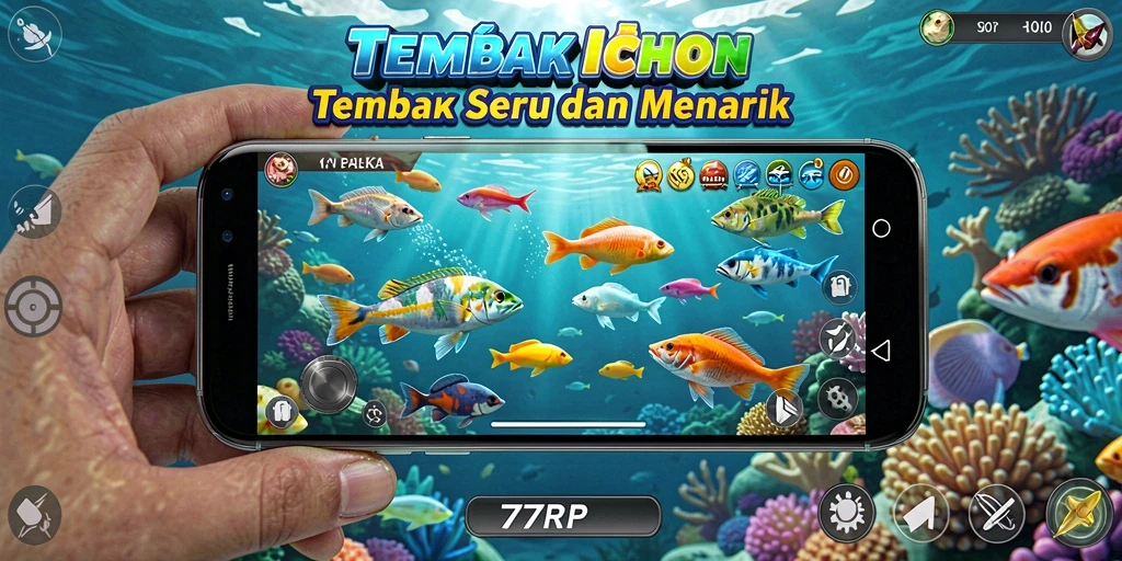 Tampilan gameplay 77RP yang seru dalam menembak ikan.