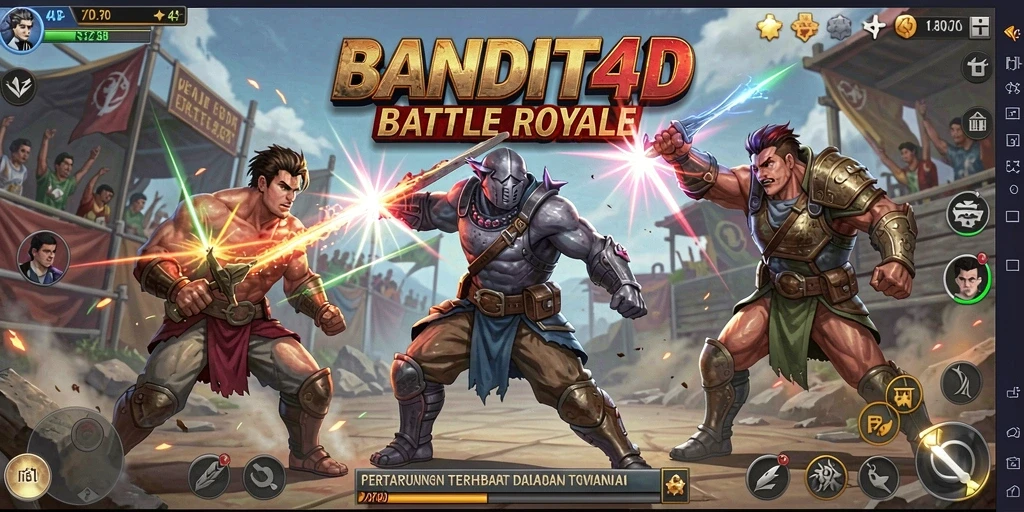 Tangkapan layar gameplay BANDIT4D menampilkan pertempuran mendebarkan dalam mode Battle Royale.