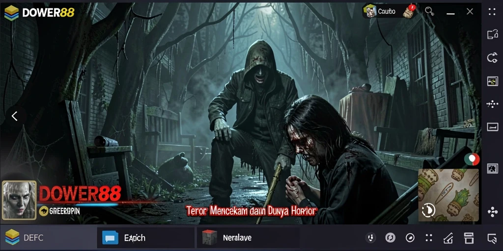 Screenshot gameplay DOWER88 dengan suasana Horror yang mengerikan.