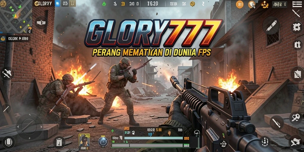 Tampilan mendebarkan dari aksi gameplay dalam GLORY777 FPS.