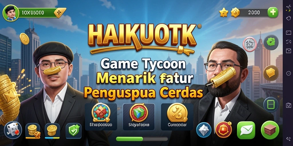 Screenshot gameplay HAIKUOTK dengan manajemen bisnis Tycoon yang mendetail.