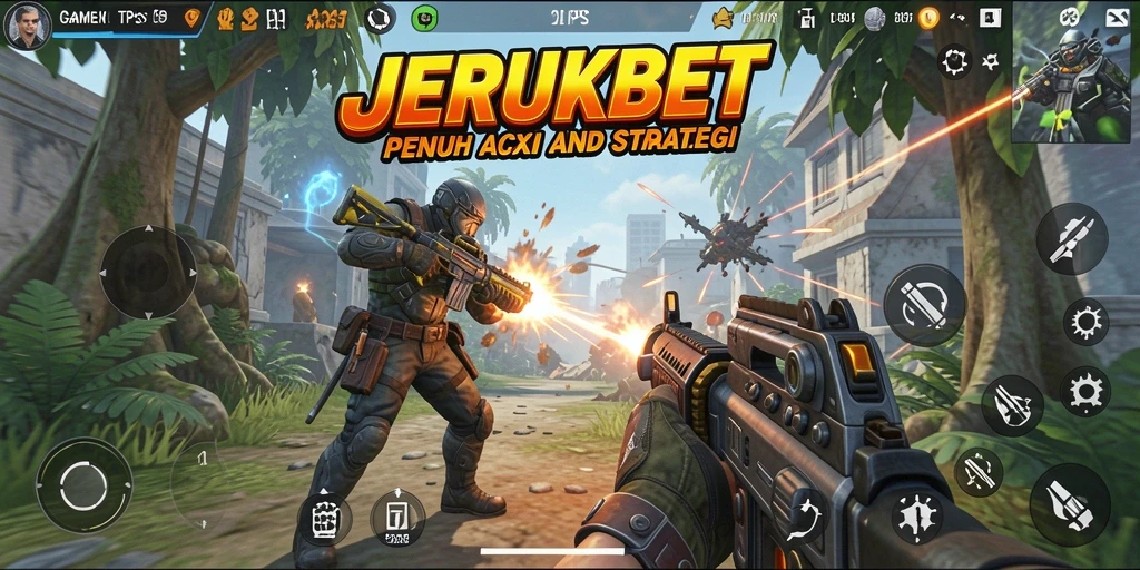 Tampilan gameplay menegangkan dalam game TPS JERUKBET.