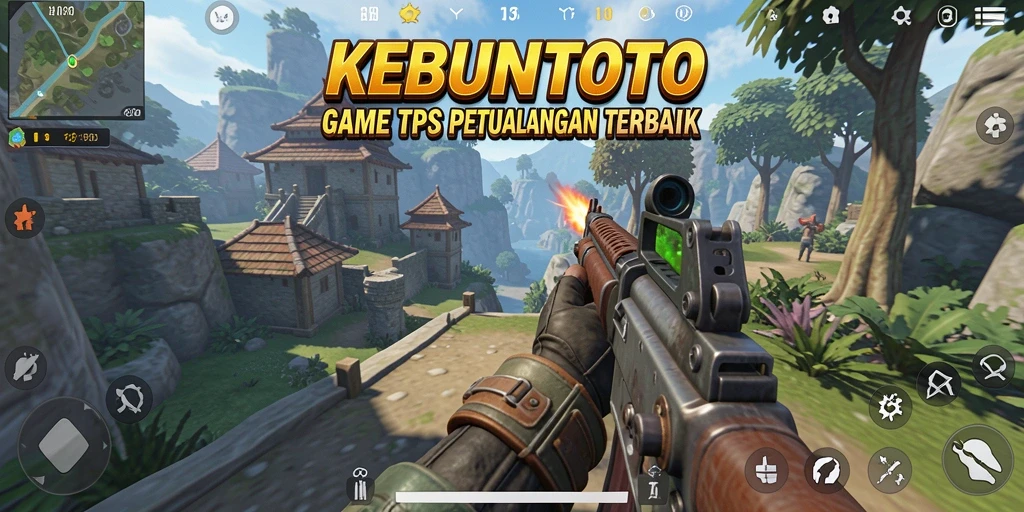 Tampilan seru gameplay KEBUNTOTO dengan aksi tembak-menembak.