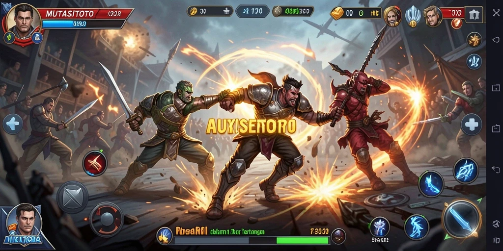 Tangkapan layar gameplay <strong>MUTASITOTO</strong> menampilkan pertarungan yang intens dan grafis yang memukau.