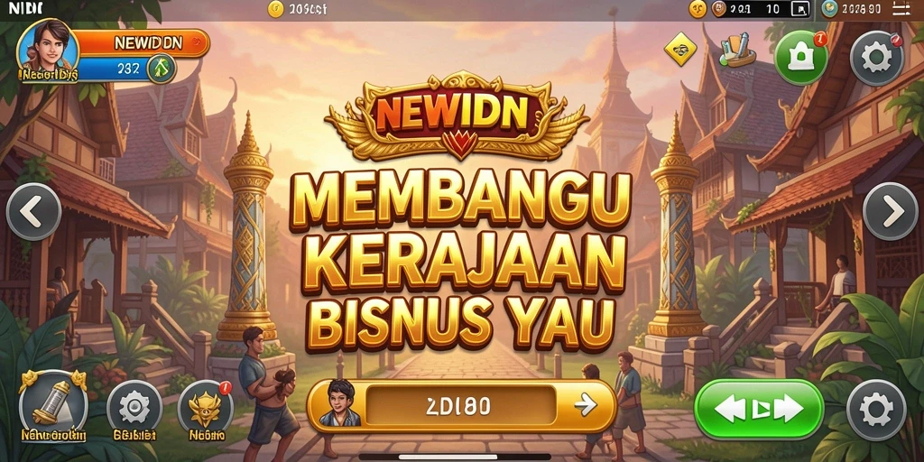 Screenshot utama NEWIDN menampilkan gameplay bisnis yang menarik.