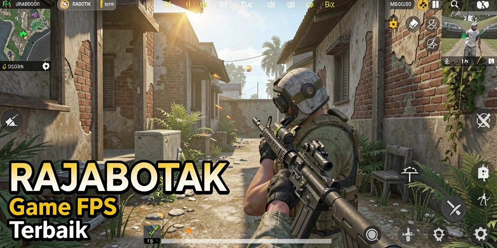 Tampilan gameplay RAJABOTAK dengan aksi tembak-menembak yang seru.