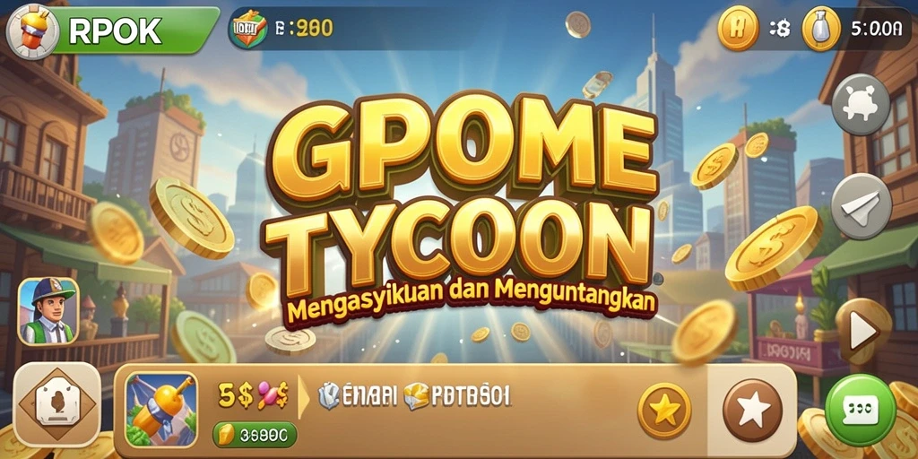 Tangkapan layar RPOK menampilkan gameplay yang seru dalam mengelola bisnis Tycoon.