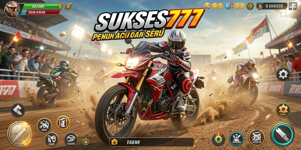 Tampilan gameplay seru dalam balapan motor di SUKSES777.